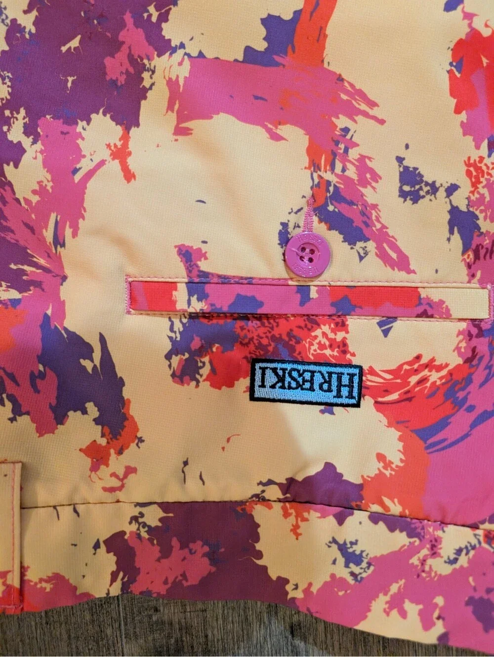 Hreski Golf Shorts Men's Size 40 Abstract Pink Purple Orange Stretch 9